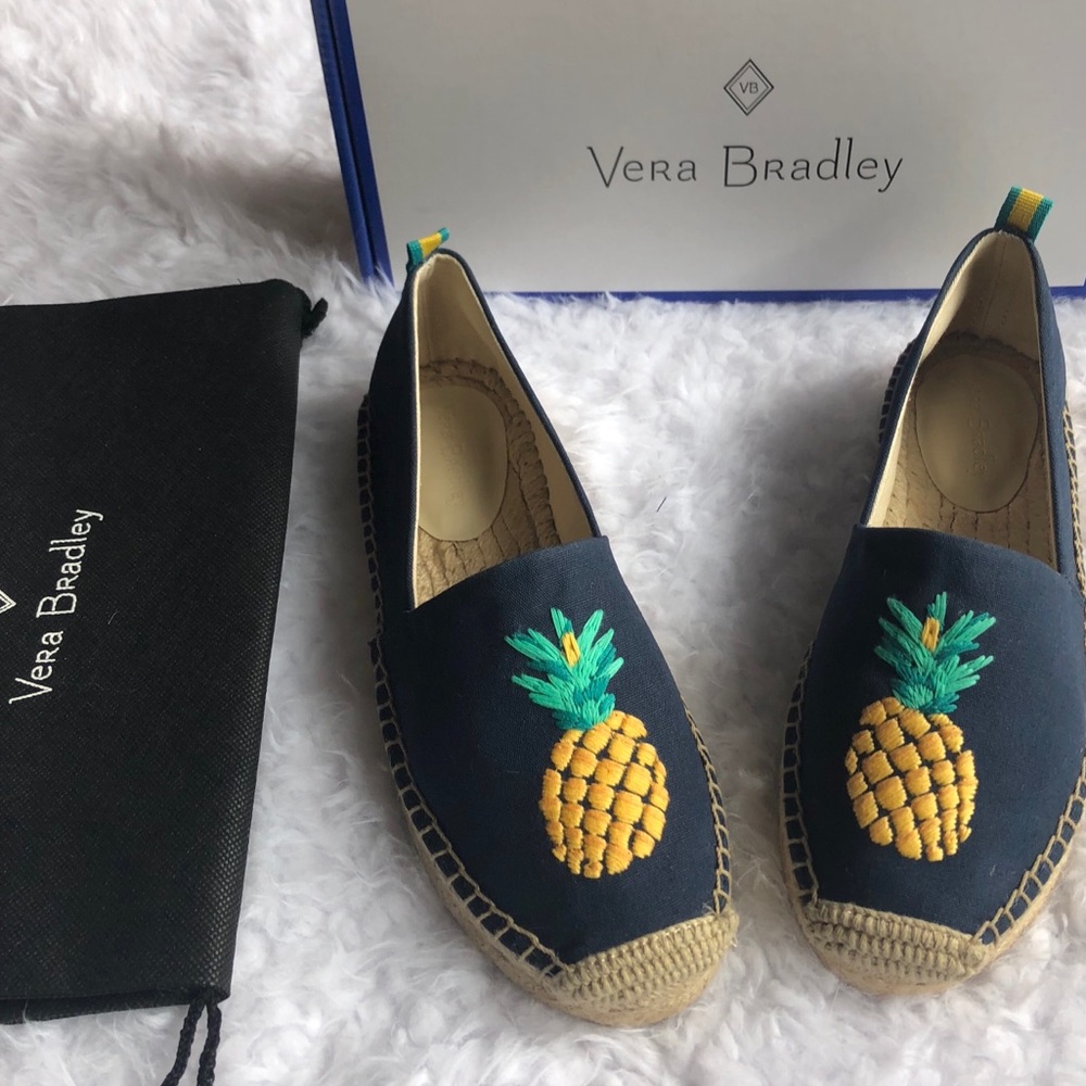Vera Bradley Pinnapple Embroidered Espadrilles